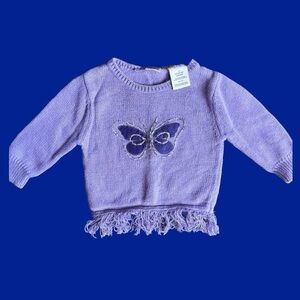 Vintage* Arizona butterfly/fringe purple sweater
